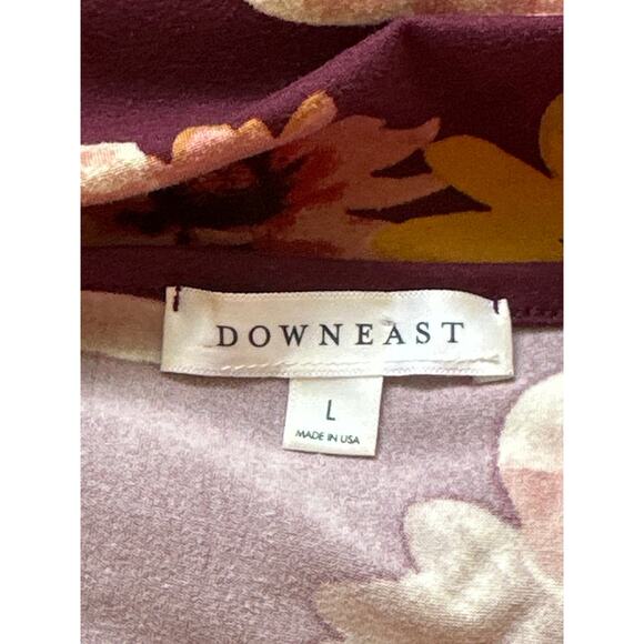 DOWNEAST Dress L Burgundy Wine Fall Fairy Ruffled Floral Cottagecore Faux Wrap - Picture 8 of 13
